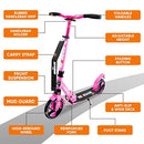 Hurtle Scooter for Teenager – Kick Scooter – 2 Wheel Scooter with Adjustable T-Bar Handlebar – Folding Adult Kick Scooter with Alloy Anti-Slip Deck – Scooter with 8” Smooth Gliding Wheels by Hurtle