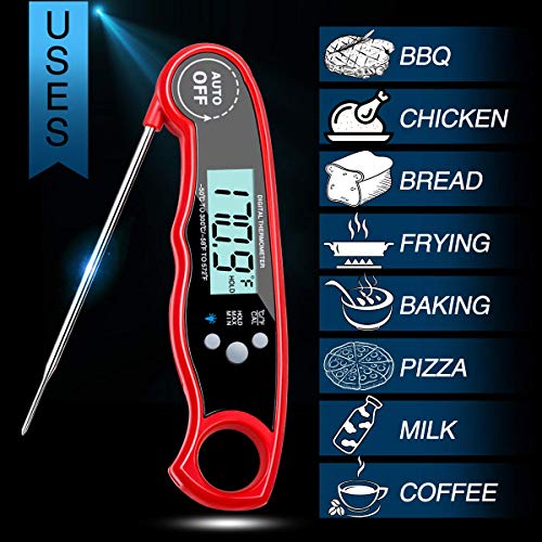 BRITOR Digital Meat Thermometer, Instant Digital Food Thermometer, with Bright Backlight LCD Screen, Smart Waterproof Cooking Kitchen Thermometer