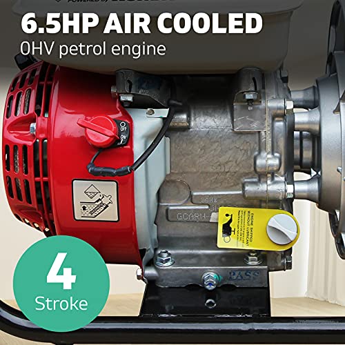 Black Eagle 2" Twin Impeller High Pressure Water Pump - 6.5HP Genuine HONDA GX200 Engine - Heavy-duty Petrol Fire Fighting High Flow Water Transfer Pump with Superior Reliability - 115m Pump Lift