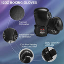 Seeutek Punching Bag for Adults, Unfilled 4FT PU Boxing Bag Heavy Bag Set with 12OZ Boxing Gloves, Wraps, Chain for MMA Kickboxing Karate Muay Thai Taekwondo Home Gym Training