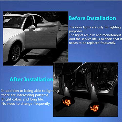 (FIRE DRAGON) - Premium Wireless Car Door Light Led Easy Installed Welcome Laser Projector Pastable Logo Light Holeless Ghost Shadow Lamp Logos Replacement for All Car Accessory 2 Pcs (FIRE Dragon)