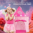 5-Piece Princess Castle Girls Pop Up Play Tent & Dress Up Costume Bundle - Playhouse Girls & Toddler for Indoor & Outdoor Use with Pink Fairy Tale Carrying Bag & Glow in The Dark Stars