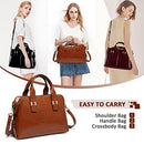 Handbags for Women, VASCHY Smooth PU Leather Top Handle Bag Tote Bag with Triple Compartments Ladies Satchel for Work, Daily Brown