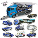 jenilily Police Car Toy Truck Mini Rescue Vehicles Playset in Carrier Truck for Kids 3 4 5 Years Old