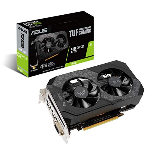 ASUS TUF Gaming NVIDIA GeForce GTX 1650 Graphics Card (PCIe 3.0, 4GB GDDR6 Memory, HDMI, DisplayPort, DVI-D, 1x 6-pin Power Connector, IP5X Dust Resistance, Space-Grade Lubricant)