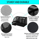 ZDZBLX Desk Organiser, Mesh Desk Tidy Multifunctional Pen Holder, Pen Pot Desktop Organiser, Upgraded Office Stationary Organiser Desk Accessories Storage with Drawer for School, Home, Office(Black)