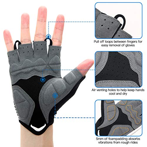 Souke Sports Cycling Bike Gloves Padded Half Finger Bicycle Gloves Shock-Absorbing Anti-Slip Breathable MTB Road Biking Gloves for Men/Women