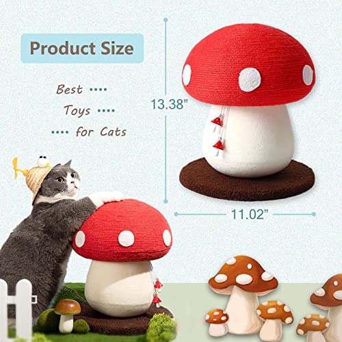 ZungGwok Cat Scratching Post,Mushrooms Cat Scratcher with Sisal Rope Cat Tree Interactive Toys for Indoor Kitten Small Cat