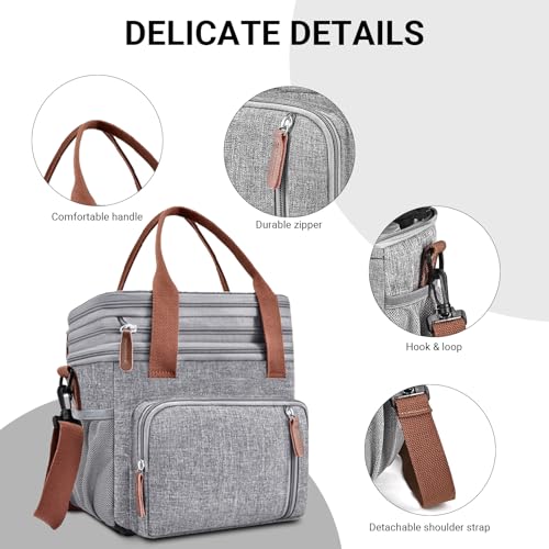 【Icepacks Included】LIWEGHT Expandable Large Lunch Bag 15L Double Deck Lunch Box Leakproof Cooler Bag for Men Women Adults Insulated Lunch Tote Bag with Shoulder Strap