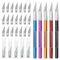 Swpeet 30 Pack in Set, 5Pack 5 Colors Approx 5.6 Inch Sharp Craft Knife, Hobby Knife, Stainless Steel Precision Cutter with 25 Pack Replacement Blades for DIY, Art, Cutting, Carving