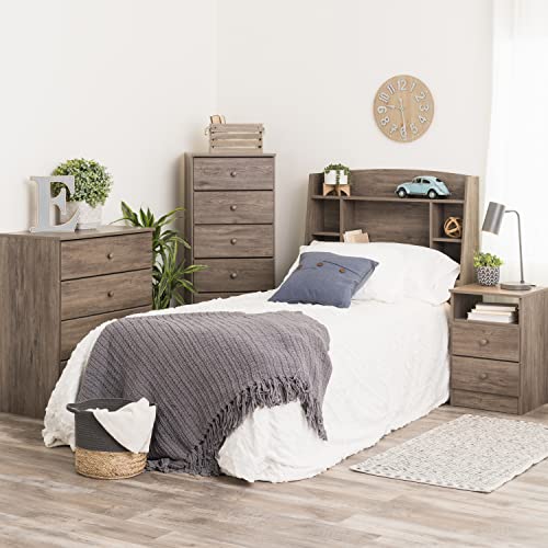 Prepac Astrid Bookcase Headboard, Drifted Gray, Twin