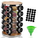 Rotating Spice Rack Organizer - Seasoning Organizer for Cabinet, Kitchen Countertop Revolving Spice Racks with Reusable Labels,Silicone Funnel and Mark Pen (20 Jars)
