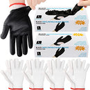 Janmercy 200 Pcs Disposable BBQ Gloves with 4 Pairs Cotton Liners Grilling Gloves BBQ Cooking Gloves(Black, White, Large)