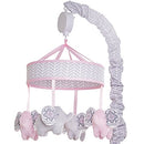 (Pink Elephant) - Wendy Bellissimo Baby Mobile Crib Mobile Musical Mobile - Elephant Mobile from the Elodie Collection in Pink and Grey