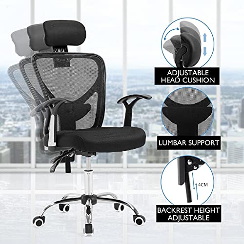 Mesh Office Chair Computer Chair Ergonomic Executive Desk Chair Armchair Breathable Mesh Black for Home Office Conference Meeting Rooms