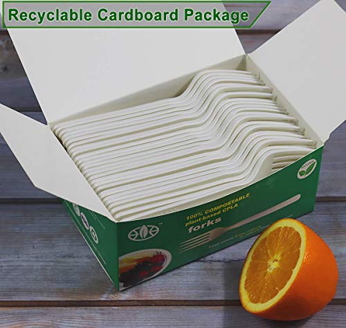 GreenWorks 100% Biodegradable Compostable CPLA Cornstarch Disposable Cutlery FORKS100 Ct 7 Heavyweight Utensils Flatware Forks