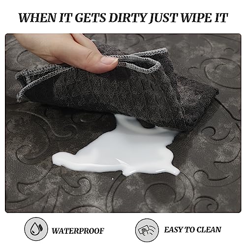 Zenovaire Kitchen Mats Anti Fatigue Grey Kitchen Rugs Cushioned Floor Mat Waterproof Standing Mat Non Slip Modern Kitchen Rugs and Mats for Bedroom, Office, Sink, Laundry, 17''x60