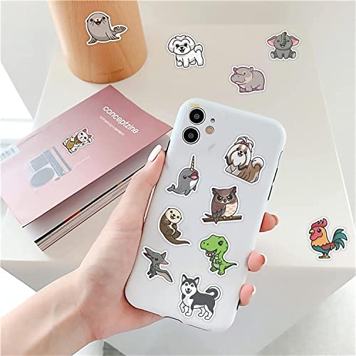 100-Pcs Cute Animal Stickers Cartoon Dog Cat Elephant Fox Frog Panda Mixed Sticker Pack Waterproof Vinyl Decals for Kids Adult Teens Laptop Car Water Bottle Phone Skateboard Guitar Computer Decor