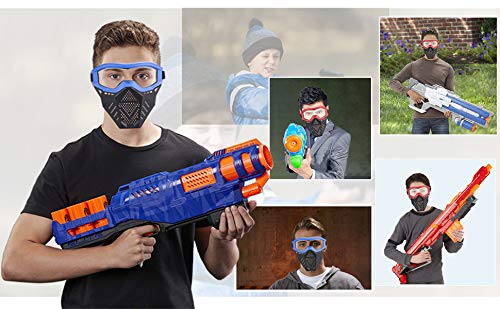 Surper 2 Pack Face Mask Tactical Mask Compatible with Nerf Rival, Apollo, Zeus, Khaos, Atlas, Artemis Blasters Rival Mask (Red&Blue)