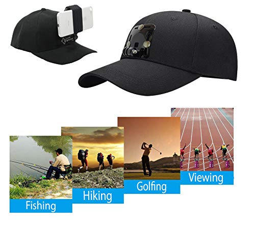 OCTO MOUNT - Baseball Hat Compatible with Smartphone/Cellphone/GoPro Camera Head Mount. Operable with Any Phone or Action Camera, Regardless of Case. iPhone, Samsung, Nokia, Google and Plus Sizes