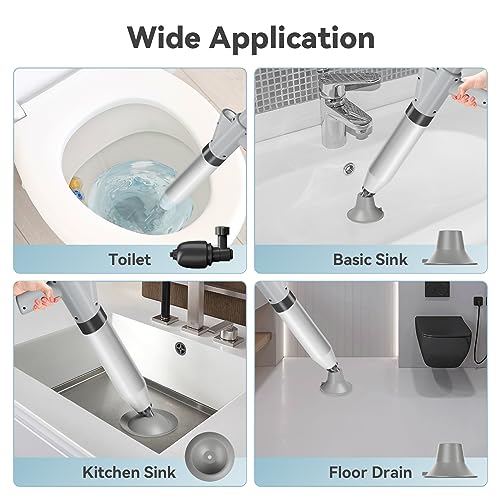 Aiment Toilet Plunger Air Drain Blaster: Air Plunger for Toilet Clog Remover, Manual Pumping Power Drain Blaster, High Pressure Unclog Gun, Heavy Duty Unclogger for Bathroom, Bathtub,Floor Drain