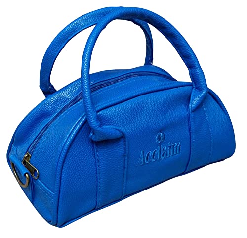 Acclaim Cwmbran Rounded Style Mini Two Bowls Synthetic Grain Leather Look Lawn Green Bowling Bag with Divider and Shoulder Strap (Blue)