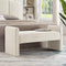 24KF Modern Boucle Teddy Lovely Bench, Upholstered Bed Bench Entryway Bench Ottoman with Armrest -Cream