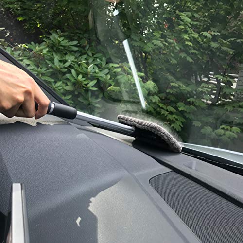 Polyte Pivoting Windshield Glass Cleaning Tool Extendable Aluminum Handle w/3 Premium Microfibre Covers