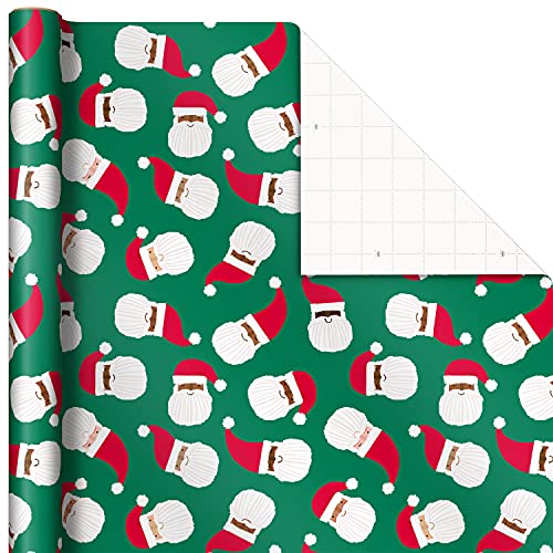 Hallmark Christmas Wrapping Paper for Kids with Cut Lines on Reverse (3 Rolls: 120 Sq. Ft. Ttl.) Multicultural Santa Claus"Merry Christmas" in Red, Green and Yellow Tri-Pack Red, Green, Yellow, Black, White 0005JXW1207