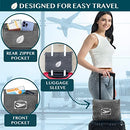 PAVILIA Travel Blanket Pillow in Soft Bag with Pockets, Airplane Blanket Set, Plane Blanket Compact Packable, Flight Essentials Car Pillow, Travelers Accessories Gifts, Luggage Strap, Grey