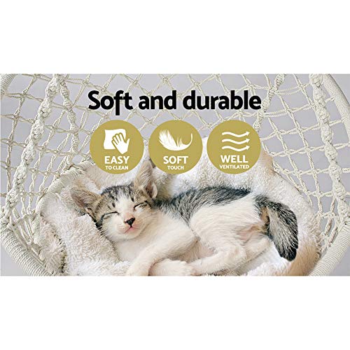 Gardeon Hammock Chair Outdoor Hanging Bed Cotton Portable Indoor 124CM Cream