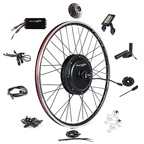 EBIKELING Waterproof Ebike Conversion Kit for Electric Bike 700C Front or Rear Wheel Electric Bicycle Hub Motor Kit, 1500W, Rear/LCD/Thumb