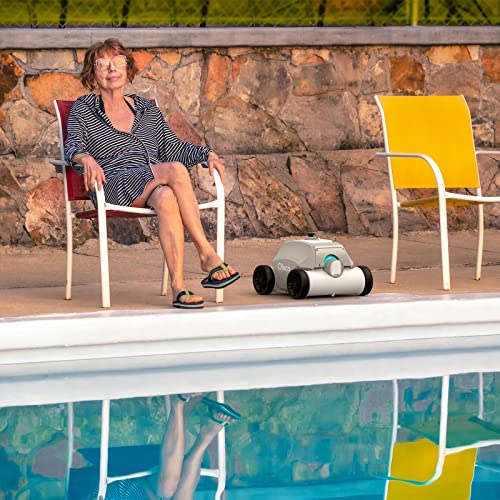 Ofuzzi Cyber Cordless Robotic Pool Cleaner, Max.120 Mins Runtime, Self-Parking, Automatic Pool Vacuum for All Above/In Ground Pools Up to 1076ft² of Flat Bottom (Grey)