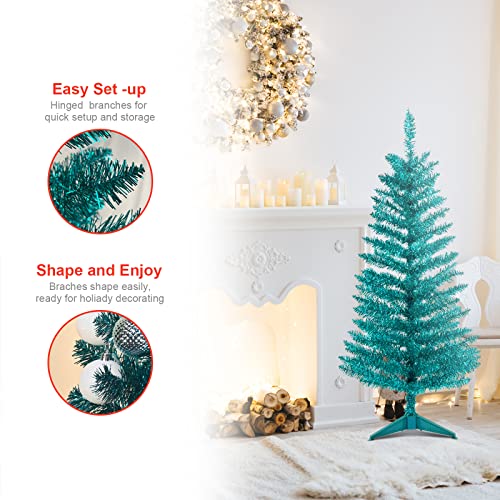 Artificial Christmas Tree,4ft Blue Xmas Pine Tree with PVC Leg Stand Base Holiday Decoration for Indoor and Outdoor