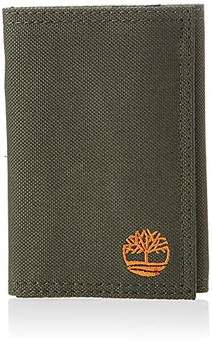 Timberland Men's Nylon Trifold Wallet, Olive, One Size