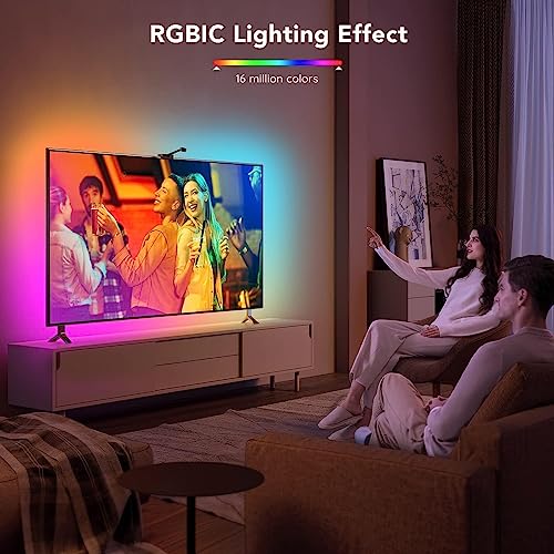 Govee WiFi TV LED Backlights with Camera, Smart RGBIC Ambient TV Light for 55-65 inch TVs PC, Compatible with Alexa & Google Assistant, App Control, Lights and Music Sync, Adapter Powered Dreamview