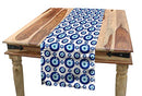 Ambesonne Evil Eye Table Runner, Symmetrical Pattern All Seeing Eye Superstitious Turkish Ethnic, Dining Room Kitchen Rectangular Runner, 16" X 90", Blue White