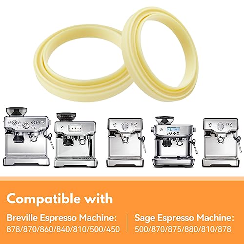 2 PCS Brew Group Head Seal Gasket, Proxima Direct 54MM Silicone Steam Ring Replacement Part Compatible with Breville Espresso Coffee Machine 878/870/860/840/810/500/450