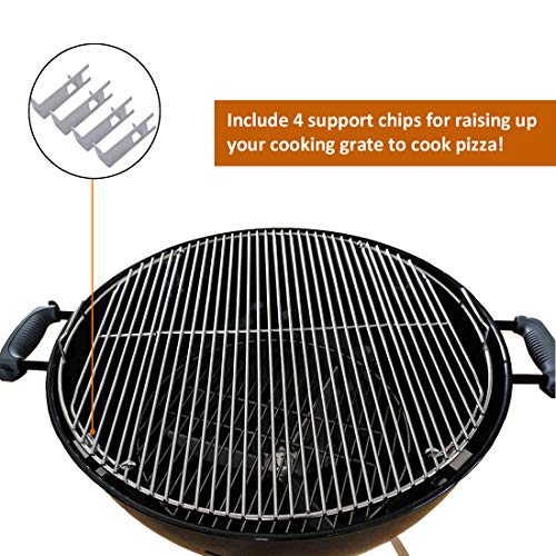 onlyfire Stainless Steel Pizza Ring Kit with Rotisserie,pizza stone&shovel,Multifunctional BBQ Kit,for Roasting Chicken&Cooking Pizza,fits Most 57CM Charcoal Kettle Grills