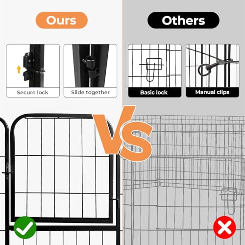 Pawz 8 Panel Fence Playpen for Dog, Size 24 Inch, Black