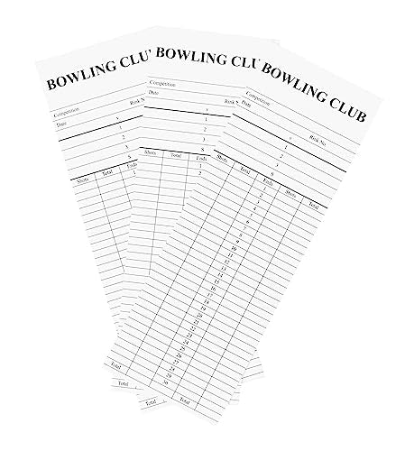 Acclaim Lawn Bowls Scorecards Scoring Pads Score Cards 500 Single Sided White With Black Text Card Printed Sheets 8 1/4" x 2 3/4"