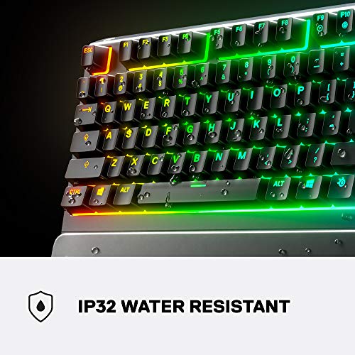 SteelSeries Apex 3 Whisper Quiet IP32 Water & Dust-Resistant Gaming Keyboard - Prism 10-Zone RGB Illumination - Premium Magnetic Wrist Rest