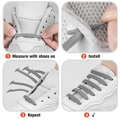 INMAKER No Tie Shoelaces for Kids and Adults, Silicone Elastic Shoelaces for Sneaker, Flat Tieless Shoe Laces for Outdoor Sport