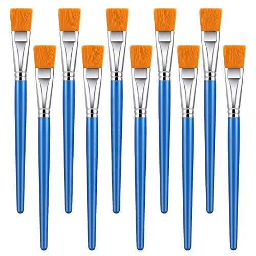 10 Pcs Flat Paint Brushes for Acrylic Painting, 1 Inch Art Paint Brushes Artist Painting Brush for Acrylic Watercolor Oil Detail Painting