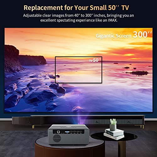 Projector 4K Daylight for Outdoor Use, 12000LM Native 1080P Projector with LAN 5G WiFi Bluetooth, 300" Screen Smart TV Projector with Android 9.0 OS 2G+16G for Gaming Camping Home Cinema