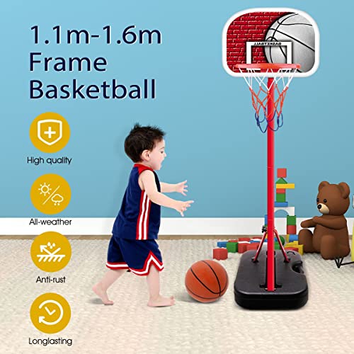 Kids Basketball Hoop Stand System Indoor Outdoor Portable Basketball Training Playing Adjustable Height 1.1m-1.6m