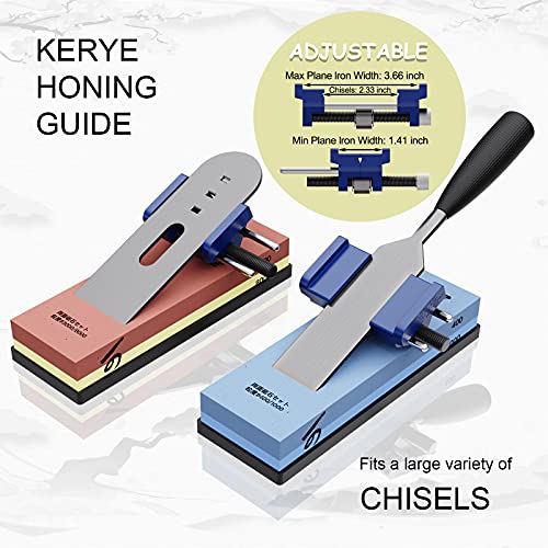 KERYE Complete Knife Sharpening Stone Set, Professional Japanese Whetstone Sharpener, Premium 4 Side Grit 400/1000 3000/8000 Water Stone, Flattening Stone, Chisel Honing Guide, Cut Resistant Gloves