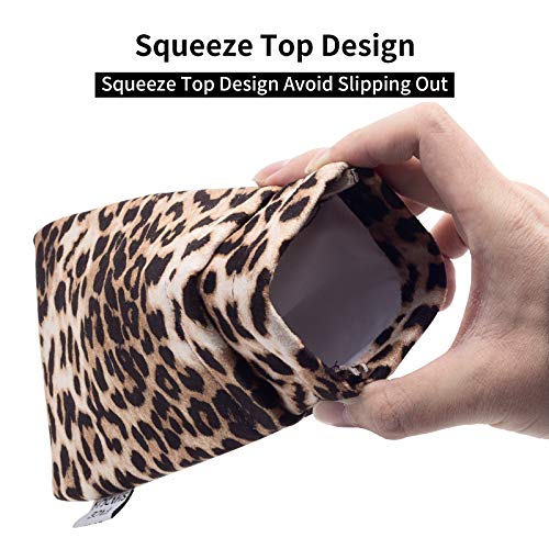 Face Shadow Large Double Eyeglasses Case Squeeze Top Soft Glasses Pouch Microfiber Cell Phone Purse for Women(XL), Color 14, Medium