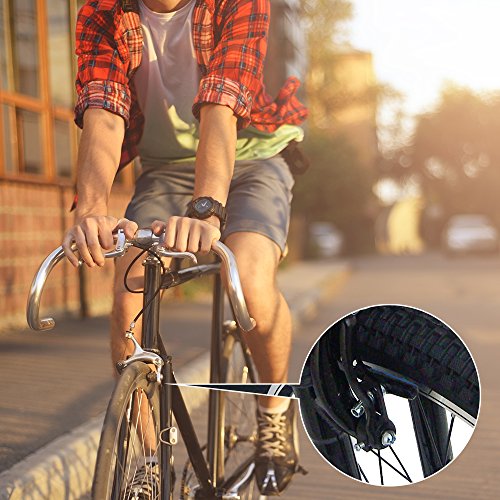 3 Pairs Bike V-Brake Pads Set with Hex Nuts/Wrench and Spacers, 70 mm/2.75", AFUNTA 6 Pieces Road Mountain Bicycle V-Brake Blocks, No Noise No Skid - Black, Red, Blue