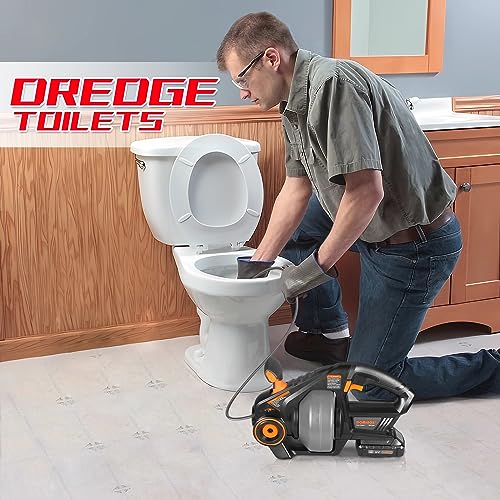 DOMINOX Electric Drain Snake with 2.0Ah Battery and 25FT Plumbing Snakes, Drain Snake Clog Remover for Unclogging Toilet, Sewer, Bathroom, Sink Drain Pipes